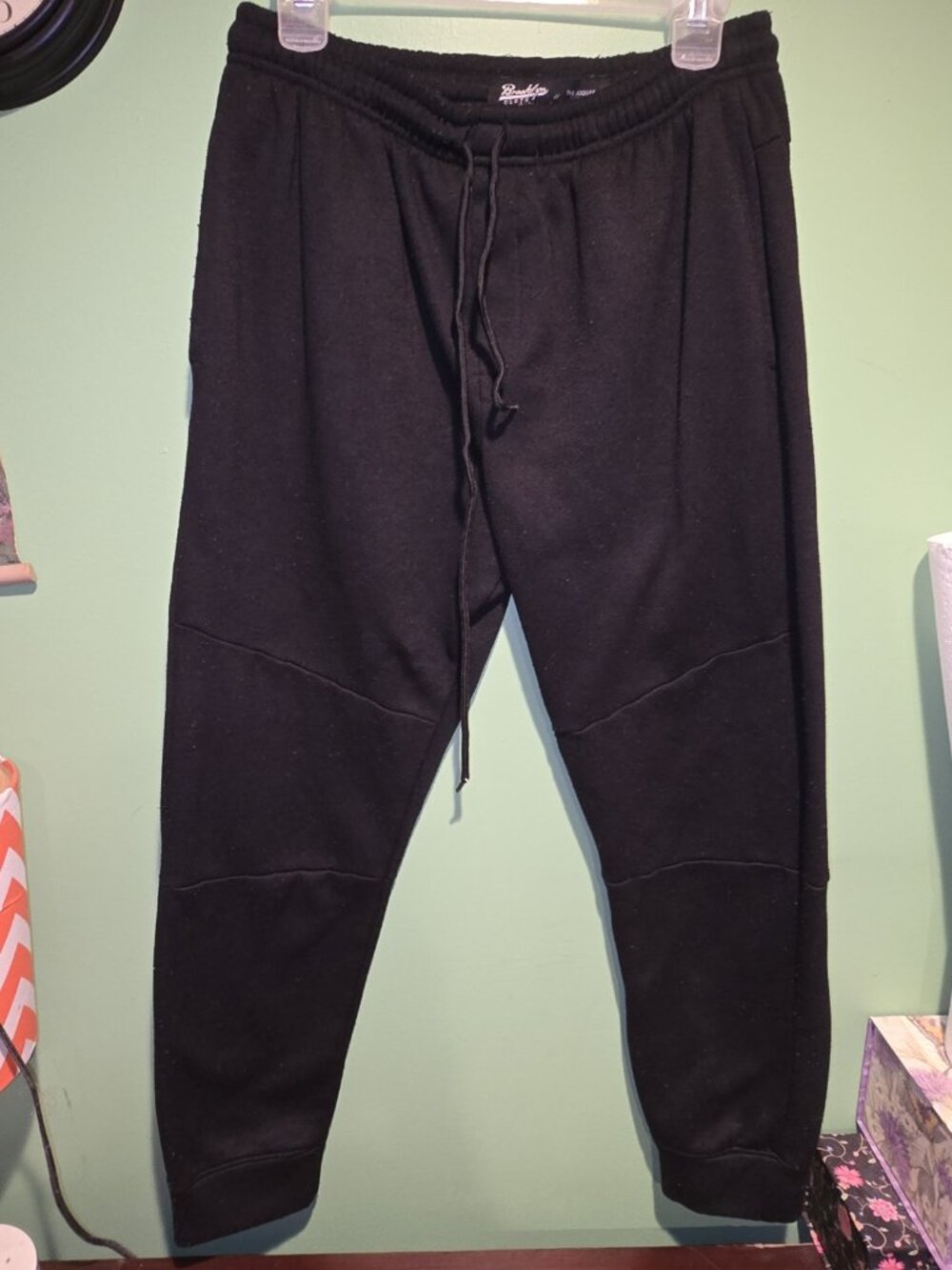Brooklyn Cloth Co The Jogger Pants Mens Medium Black Fleece Lined Tapered Leg